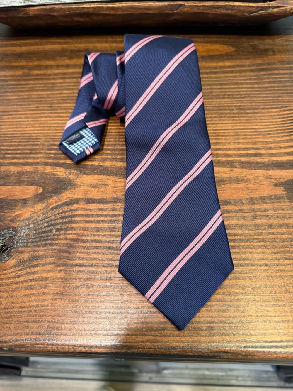 Charles Tyrwhitt Silk Tie Navy Pink Stripe Classic Business Preppy London